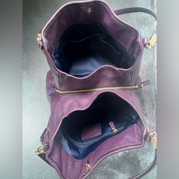 Coach Madison Phoebe Plum Pebbled Leather Shoulder Bag 26224 With COA - Picture 5 of 11